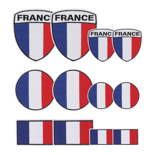 MWOOT Frankreich Flaggen Patch, 12 Stück französisch Flag Patches, France Flaggen-Flicken zum Aufbügeln für Jacken Taschen Deko, French Fahne Bügelbild von MWOOT