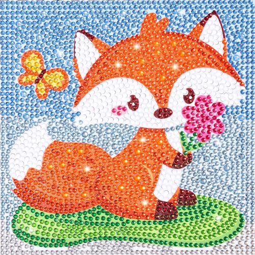 MWOOT Fuchs Diamond Art Painting,DIY 5D Fox Diamant Malerei Kits Malen nach Zahlen für Anfänger,Voller Rhinestones Pasted Painting Bilder Stickerei Kristall Gem für Home Wanddekoration(15x15cm) von MWOOT