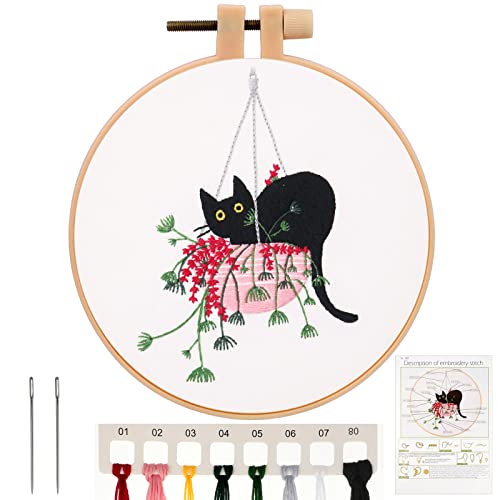 MWOOT Katze Stickerei Kreuzstich Set, Handmade Cat Embroidery Starter Kit,Anfänger Stickerei Set, Stick Starter Kit für Anfänger Erwachsene MWOOT Katze Stickerei Kreuzstich Set, Handmade Cat Embroidery Starter Kit,Anfänger Stickerei Set, Stick Starter Kit für Anfänger Erwachsene von MWOOT