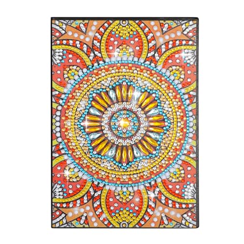 MWOOT Mandala A5 Notizbuch Diamantmalerei, 5D DIY Diamond Painting Kit, Diamond Art Book, Strass Notizbuch, Blanko Leder Tagebuch für Schüler, Büro, Schulbedarf (50 Blätter) von MWOOT