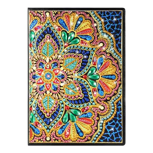 MWOOT Mandala A5 Notizbuch Diamantmalerei,5D DIY Diamond Pasted Painting Notebook Kits,Strass Diamant Malerei Notizbuch,Blanko Tagebuch aus Leder für Schülerbüro Schulbedarf(50 Blätter) von MWOOT