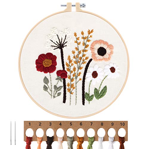 MWOOT Stickerei Kreuzstich Set mit Blumenmuster,DIY Handmade Embroidery Cross Stitch Starter Kit,Anfänger Stickerei Kit für Erwachsene von MWOOT