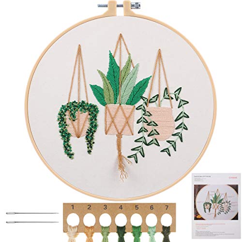 MWOOT Stickerei Starter Kit,Handgemachte Kreuzstich Set,DIY Cross Stitch Embroidery Starter Kit für Anfänger Erwachsene DIY Nähen Handwerk Kunst (Pflanzen Blumen),Weiß von MWOOT