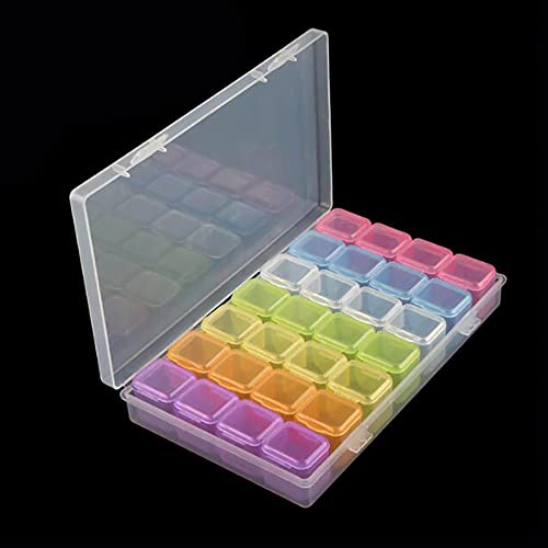 MWOOT 28 Fächer Kunststoff Dosen, Diamant Stickerei Box, Diamant Malerei Nagel Strass DIY Kunst Handwerk Storage Organizer Schmuckschatulle Werkzeugcontainer, Diamond Art Painting Boxes - Bunt MWOOT 28 Fächer Kunststoff Dosen, Diamant Stickerei Box, Diamant Malerei Nagel Strass DIY Kunst Handwerk Storage Organizer Schmuckschatulle Werkzeugcontainer, Diamond Art Painting Boxes - Bunt von MWOOT