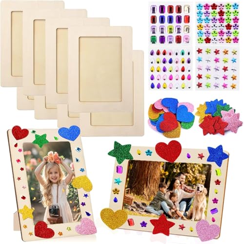 Bilderrahmen Holz Set zum Bemalen, 8 Stück Fotorahmen Bastelset Holzrahmen Holzbilderrahmen zum Bemalen, Bastelrahmen Set für Kinderzeichnungen mit Glitzersteine & Sticker für Geburtstage Geschenke Bilderrahmen Holz Set zum Bemalen, 8 Stück Fotorahmen Bastelset Holzrahmen Holzbilderrahmen zum Bemalen, Bastelrahmen Set für Kinderzeichnungen mit Glitzersteine & Sticker für Geburtstage Geschenke von MWRWRR