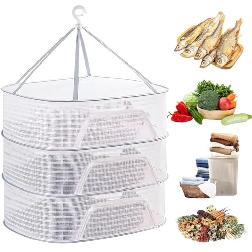 Trockennetz Kräuter 3-Lagiges Kräutertrockennetz Mesh Trockennetz Klappbar Aufhängen Trocken Netze Kräutertrockner mit Zipper Plant Drying Rack für Samen Fisch Gemüse Obst Tasche Kräuter (50x70cm) Trockennetz Kräuter 3-Lagiges Kräutertrockennetz Mesh Trockennetz Klappbar Aufhängen Trocken Netze Kräutertrockner mit Zipper Plant Drying Rack für Samen Fisch Gemüse Obst Tasche Kräuter (50x70cm) von MWRWRR