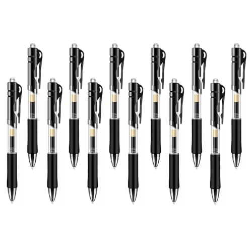 12er-Pack Gelschreiber, 0.5mm Schwarze Gelstifte, Kugelschreiber Einziehbare Rollerball-Stifte Schnelltrocknend ergonomische Gelschreiber Großraumine Gehäuse rutschfeste Griffzone 12er-Pack Gelschreiber, 0.5mm Schwarze Gelstifte, Kugelschreiber Einziehbare Rollerball-Stifte Schnelltrocknend ergonomische Gelschreiber Großraumine Gehäuse rutschfeste Griffzone von MWUMRCM