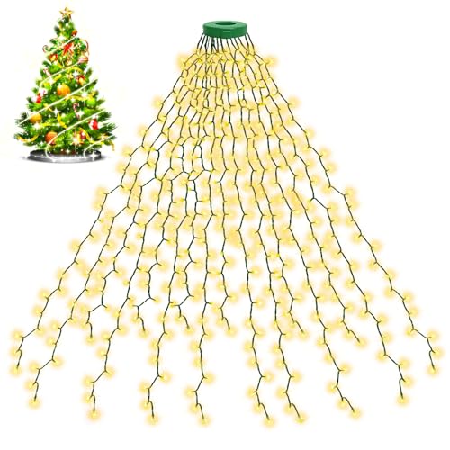 MWZEAUL Christbaumbeleuchtung mit Ring, 2M / 400 LED Lichterkette Weihnachtsbaum Innen Außen, 16 Stränge Weihnachtsbaum Beleuchtung IP44 Wasserdicht 8 Modi Timer LED Weihnachten Dekor Baum, Warmweiß MWZEAUL Christbaumbeleuchtung mit Ring, 2M / 400 LED Lichterkette Weihnachtsbaum Innen Außen, 16 Stränge Weihnachtsbaum Beleuchtung IP44 Wasserdicht 8 Modi Timer LED Weihnachten Dekor Baum, Warmweiß von MWZEAUL