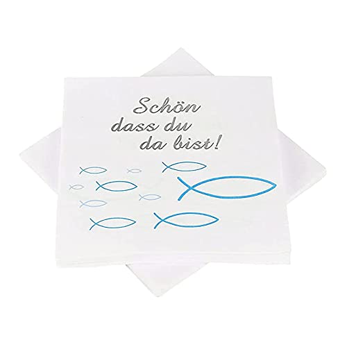 MXDHOKY 40 Stücke Servietten Fisch, Kommunion Deko, Servietten, for Communion Christening Table Decorations, Communion, Confirmation Shaker Table Decorations von MXDHOKY