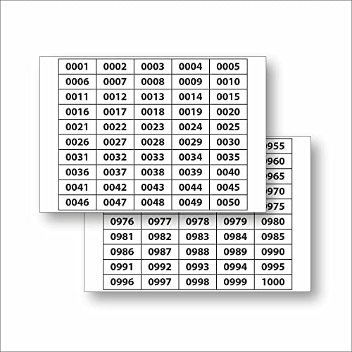 1-1000 Zahlen Aufkleber, 1000 Etiketten, 1,6 x 4 cm Sticker Nummern (Weiß) von MXELDN