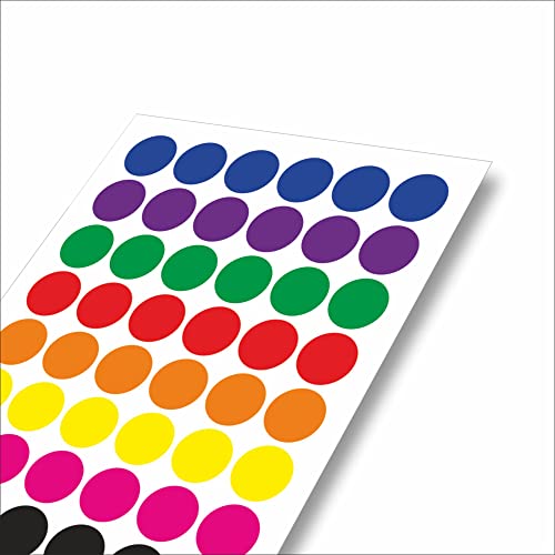 1200 Etiketten 25 mm Aufkleber Selbstklebend Sticker 2,5 cm 8 Farben für Farbkodierung & Markierungspunkte (Bunt - Rund) von MXELDN