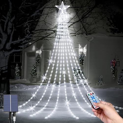 LED Weihnachtsbeleuchtung Außen, LED Solar Weihnachtsbaum Lichterkette, 9*2M 8 Modi 198 LEDs Außen Wasserdicht Christbaumbeleuchtung mit Sterne Fernbedienung für Party, Fest, Weihnachtsbaumdekoration LED Weihnachtsbeleuchtung Außen, LED Solar Weihnachtsbaum Lichterkette, 9*2M 8 Modi 198 LEDs Außen Wasserdicht Christbaumbeleuchtung mit Sterne Fernbedienung für Party, Fest, Weihnachtsbaumdekoration von MXJFYY
