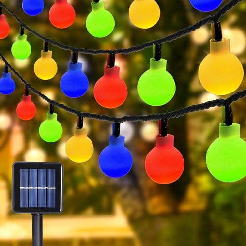 Led lichterkette Innen Außen, 100 LEDs Kugel Lichterkette, 12M 8 Modi Wasserdicht Lichterketten Solar Globe Sader Lichter für Weihnachten, Hochzeit, Party, Garten, Schlafzimmer von MXJFYY