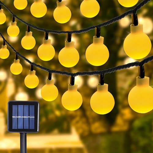 MXJFYY Weihnachtsdeko Lichterkette, 12M 8 Modi Solar Wasserdicht, Warmweiß LED Kugel Lichterkette, Indoor & Outdoor Geeignet für Weihnachtsbaum, Schlafzimmer, Party, Kamin, Garten von MXJFYY
