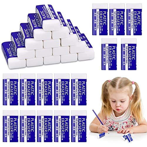30 Stück 2B Radiergummi, Klassischer Radierer, Weicher 2B-Radierer für Kinder Erwachsene, Mini Weiß Plastik Radiergummi für Schulen, Skizzen, Gemälden, Künsten (30) von MXJFYY