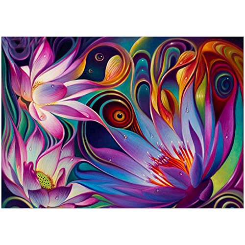 MXJSUA Diamond Painting Bunten Lotus, Diamant Painting Kinder, DIY 5D Diamant Painting, Full Diamond Painting, Wand Dekor 40x30cm von MXJSUA