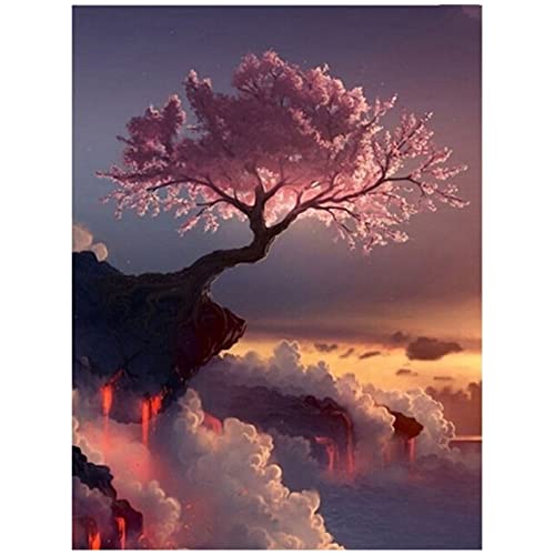 5D Diamond Painting Erwachsene Malen nach Zahlen mit Glitzersteinen, Baum auf einer Klippe, DIY 5D Diamant Malerei, Diamant Painting Kristall Strass Stickerei Bilder für Dekor Home Wall 30x40cm von MXJSUA