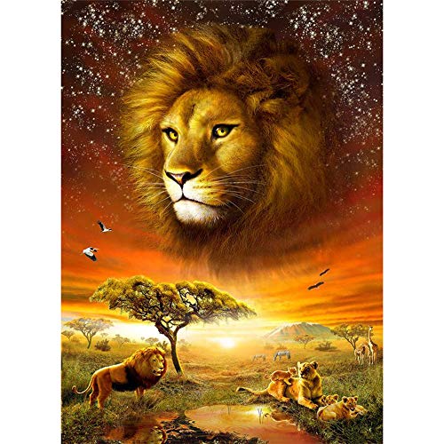 Diamond Painting Erwachsene Diamond Painting Löwe DIY 5D Diamant Gemälde Malen Nach Zahlen Löwe, Diamant Malerei Kits für Erwachsene Kreuzstich Kits Wanddekoration Aufkleber Heimdeko 30x40cm von MXJSUA