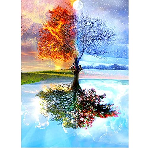 5D Diamanten Gemälde Set zum Selbermachen,Malen nach Zahlen,5D DIY Diamond Painting, 5D Malerei Motiv: Zauberbaum mit Kristallbestickung, Kreuzstich, Kunsthandwerk für Leinwand-Wanddekor von MXJSUA