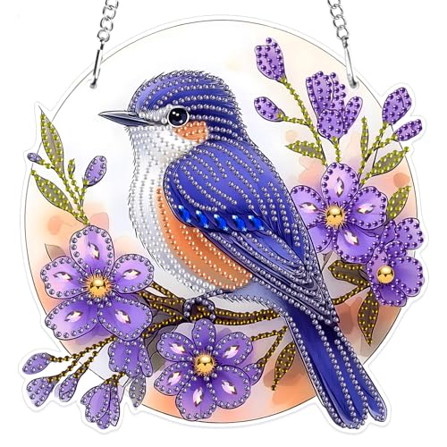 MXJSUA 5D Diamond Painting Anhänger, Blauer Vogel Diamond Painting mit Kette Erwachsene, Diamant Painting Fensterbilder, Hängende Ornament Bastelset Set für Wand Und Eingang Decor MXJSUA 5D Diamond Painting Anhänger, Blauer Vogel Diamond Painting mit Kette Erwachsene, Diamant Painting Fensterbilder, Hängende Ornament Bastelset Set für Wand Und Eingang Decor von MXJSUA