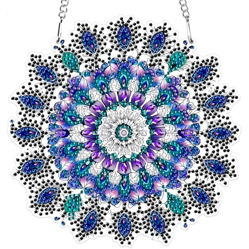 MXJSUA 5D Diamond Painting Anhänger, Mandala-Blume Diamond Painting mit Kette Erwachsene, Diamant Painting Fensterbilder, Hängende Ornament Bastelset Set für Wand Und Eingang Decor MXJSUA 5D Diamond Painting Anhänger, Mandala-Blume Diamond Painting mit Kette Erwachsene, Diamant Painting Fensterbilder, Hängende Ornament Bastelset Set für Wand Und Eingang Decor von MXJSUA