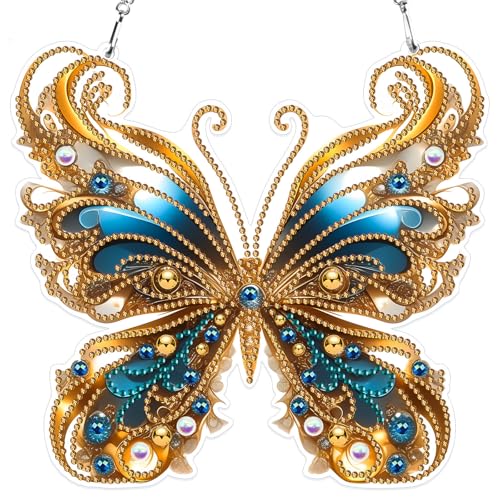 MXJSUA 5D Diamond Painting Anhänger, Schmetterling Diamond Painting mit Kette Erwachsene, Diamant Painting Fensterbilder, Hängende Ornament Bastelset Set für Wand Und Eingang Decor MXJSUA 5D Diamond Painting Anhänger, Schmetterling Diamond Painting mit Kette Erwachsene, Diamant Painting Fensterbilder, Hängende Ornament Bastelset Set für Wand Und Eingang Decor von MXJSUA