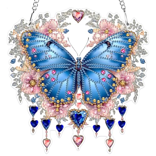 MXJSUA 5D Diamond Painting Anhänger, Schmetterlingsblumen Diamond Painting mit Kette Erwachsene, Diamant Painting Fensterbilder, Hängende Ornament Bastelset Set für Wand Und Eingang Decor MXJSUA 5D Diamond Painting Anhänger, Schmetterlingsblumen Diamond Painting mit Kette Erwachsene, Diamant Painting Fensterbilder, Hängende Ornament Bastelset Set für Wand Und Eingang Decor von MXJSUA