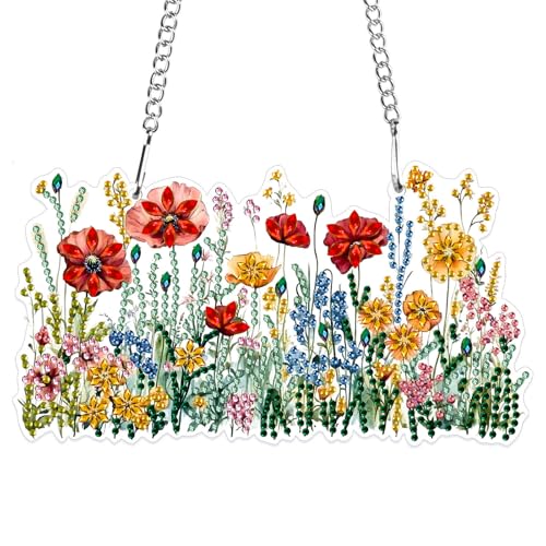MXJSUA 5D Diamond Painting Anhänger, Wildblumen Blühen Diamond Painting mit Kette Erwachsene, Diamant Painting Fensterbilder, Hängende Ornament Bastelset Set für Wand Und Eingang Decor MXJSUA 5D Diamond Painting Anhänger, Wildblumen Blühen Diamond Painting mit Kette Erwachsene, Diamant Painting Fensterbilder, Hängende Ornament Bastelset Set für Wand Und Eingang Decor von MXJSUA
