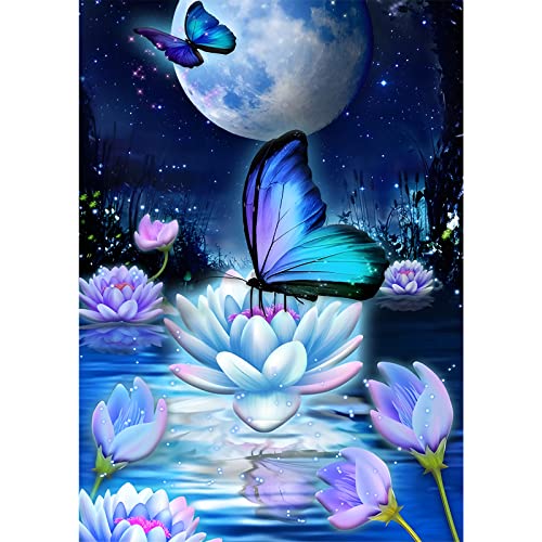 MXJSUA 5D Diamond Painting Erwachsene Blumen, Diamant Painting Bilder Erwachsene, Blumen Diamond Painting Bilder Diamant Malerei Lotus und Schmetterling Set 30x40cm für die Wanddekoration zu Hause MXJSUA 5D Diamond Painting Erwachsene Blumen, Diamant Painting Bilder Erwachsene, Blumen Diamond Painting Bilder Diamant Malerei Lotus und Schmetterling Set 30x40cm für die Wanddekoration zu Hause von MXJSUA