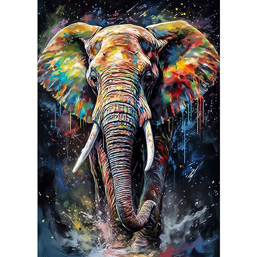 MXJSUA 5D Gehender Elefant Diamond Painting Set für Erwachsene, Diamant Painting Bilder als Geschenk, Diamond Painting Zubehör Kits für Home Deco (30x40cm) von MXJSUA