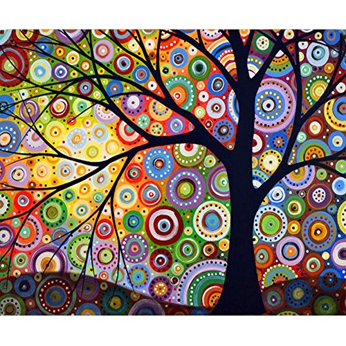MXJSUA DIY 5D Diamantmalerei nach Anzahl Kits Vollbohrung Strass Bilder Kunsthandwerk für Wohnwanddekor Geometrisch gefärbter Baum 30x40cm von MXJSUA