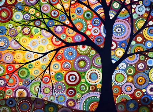 MXJSUA Diamant Painting Bilder Erwachsene Set, Geometrischer Farbiger Baum 5D Diamond Painting Full Drill, Diamant Painting Bilder Kunsthandwerk House Wall Dekoration 30x40cm von MXJSUA