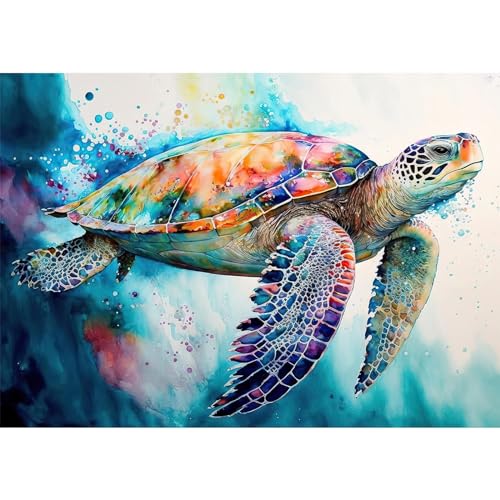 MXJSUA DIY Diamond Painting Kits für Erwachsene Sea Turtle Diamond Art Paint mit runden Diamanten Full Drill Gem Art Painting Kit für Home Decor 30x40cm von MXJSUA