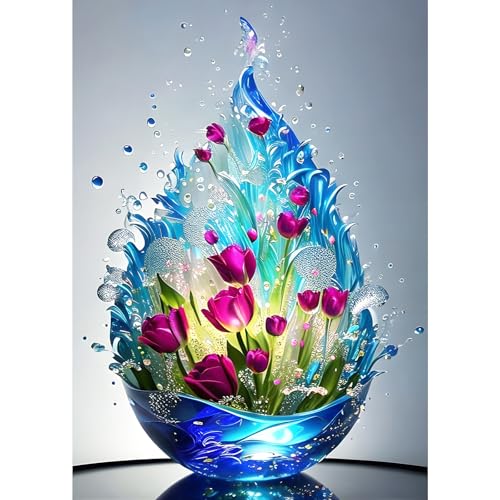 MXJSUA Diamant Painting Bilder, Fantasieblumen Diamond Painting für Erwachsene Anfänger, 5D DIY Diamant Malerei für Zuhause Dekor 30x40 cm von MXJSUA