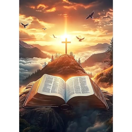 MXJSUA Diamant Painting Bilder, Landschaft Bibelkreuz Diamond Painting für Erwachsene Anfänger, 5D DIY Diamant Malerei für Zuhause Dekor 30x40 cm von MXJSUA