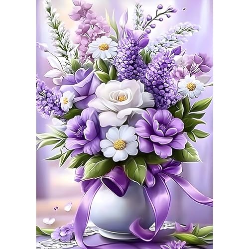 MXJSUA Diamant Painting Bilder, Lila Blumenstrauß Diamond Painting für Erwachsene Anfänger, 5D DIY Diamant Malerei für Zuhause Dekor 30x40 cm MXJSUA Diamant Painting Bilder, Lila Blumenstrauß Diamond Painting für Erwachsene Anfänger, 5D DIY Diamant Malerei für Zuhause Dekor 30x40 cm von MXJSUA