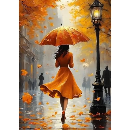 MXJSUA Diamant Painting Bilder, Regenschirm Frau Diamond Painting für Erwachsene Anfänger, 5D DIY Diamant Malerei für Zuhause Dekor 30x40 cm von MXJSUA