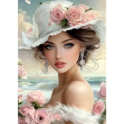 MXJSUA Diamant Painting Bilder, Schöne Frau Diamond Painting für Erwachsene Anfänger, 5D DIY Diamant Malerei für Zuhause Dekor 30x40 cm von MXJSUA