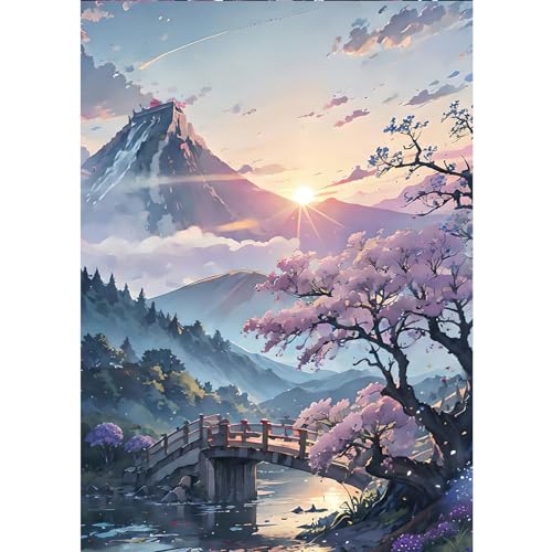 MXJSUA Diamant Painting Erwachsene, Blumen Berge Landschaft Diamond Painting Set für Erwachsene, Mosaikherstellung, Wohnzimmer, Heimdekoration, Weihnachtsgeschenke 30x40cm von MXJSUA