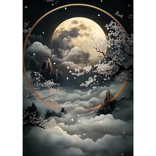 MXJSUA Diamant Painting Erwachsene, Fantasie Mondlandschaft Diamond Painting Set für Erwachsene, Mosaikherstellung, Wohnzimmer, Heimdekoration, Weihnachtsgeschenke 30x40cm von MXJSUA