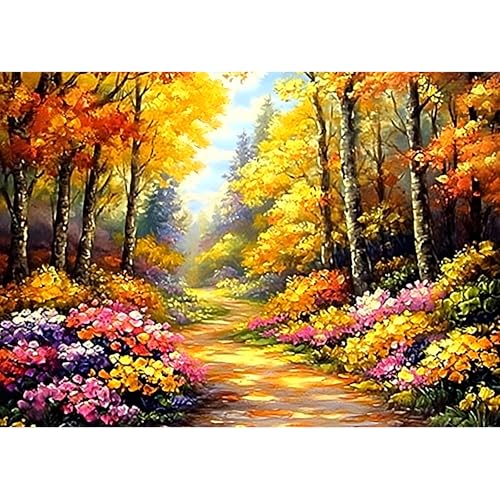 MXJSUA Diamant Painting Erwachsene, Herbstwald Diamond Painting Set für Erwachsene, Mosaikherstellung, Wohnzimmer, Heimdekoration, Weihnachtsgeschenke 30x40cm von MXJSUA