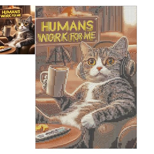 MXJSUA Diamond Painting Erwachsene, Herrische Katze Diamant Painting Bilder, 30x40cm 5d Diamond-Painting Geeignet Als Geschenk, Zur Entspannung und Als Wanddeko von MXJSUA
