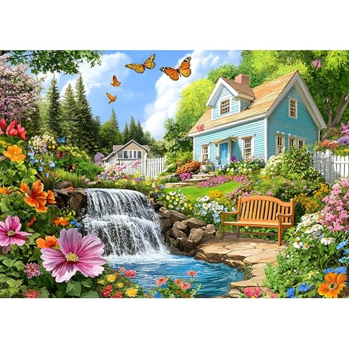 MXJSUA Diamond Painting Erwachsene, Innenhofgarten Diamant Painting Bilder 30x40cm 5d Diamond-Painting Geeignet Als Geschenk, Zur Entspannung und Als Wanddeko von MXJSUA