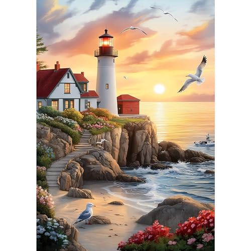 MXJSUA Diamond Painting Erwachsene, Meer Leuchtturm Diamant Painting Bilder 30x40cm 5d Diamond-Painting Geeignet Als Geschenk, Zur Entspannung und Als Wanddeko MXJSUA Diamond Painting Erwachsene, Meer Leuchtturm Diamant Painting Bilder 30x40cm 5d Diamond-Painting Geeignet Als Geschenk, Zur Entspannung und Als Wanddeko von MXJSUA