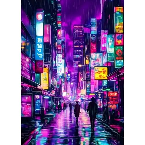 MXJSUA Diamond Painting Erwachsene, Neonstadtbild Diamant Painting Bilder, 30x40cm 5d Diamond-Painting Geeignet Als Geschenk, Zur Entspannung und Als Wanddeko von MXJSUA
