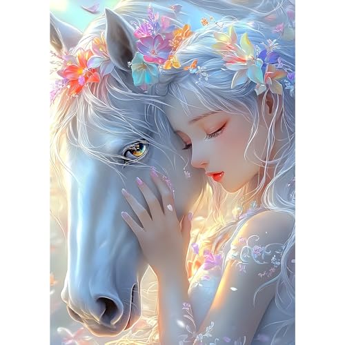 MXJSUA Diamond Painting Erwachsene, Pferd Und Fee Diamant Painting Bilder, 30x40cm 5d Diamond-Painting Geeignet Als Geschenk, Zur Entspannung und Als Wanddeko von MXJSUA