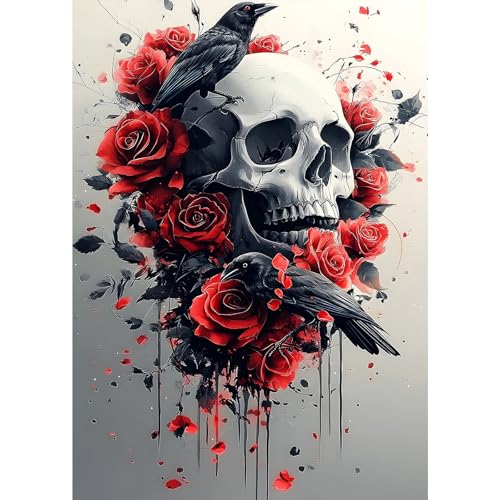 MXJSUA Diamond Painting Erwachsene, Totenkopf Rosen Und Krähen Diamant Painting Bilder 30x40cm 5d Diamond-Painting Geeignet Als Geschenk, Zur Entspannung und Als Wanddeko MXJSUA Diamond Painting Erwachsene, Totenkopf Rosen Und Krähen Diamant Painting Bilder 30x40cm 5d Diamond-Painting Geeignet Als Geschenk, Zur Entspannung und Als Wanddeko von MXJSUA