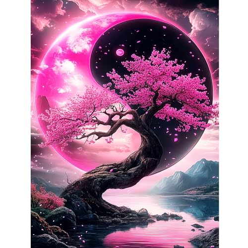 MXJSUA Diamond Painting Erwachsene, Yin Yang Blumenbaum Diamant Painting Bilder, 30x40cm 5d Diamond-Painting Geeignet Als Geschenk, Zur Entspannung und Als Wanddeko von MXJSUA
