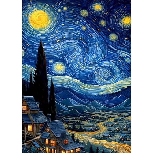 MXJSUA Diamond Painting Kits Für Erwachsene, 5D Diamond Art Kits Für Anfänger, DIY Vollbohrerbild Mit Diamant Für Heimwanddekoration, 30x40cm Sternenhimmel Dorf MXJSUA Diamond Painting Kits Für Erwachsene, 5D Diamond Art Kits Für Anfänger, DIY Vollbohrerbild Mit Diamant Für Heimwanddekoration, 30x40cm Sternenhimmel Dorf von MXJSUA