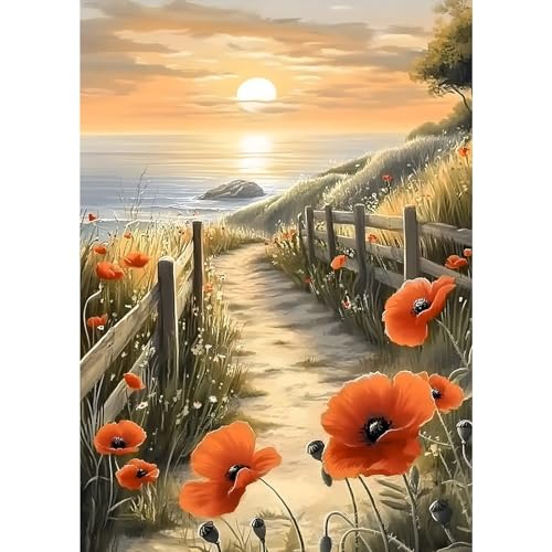 MXJSUA Diamond Painting Set, Meeresblume 5D Diamant Painting Bilder 30x40 cm mit Diamond Painting Zubehör für Erwachsene, Crystal Art Wand Deko von MXJSUA